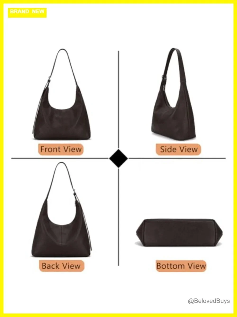 Large Hobo Bag Vegan Leather Shoulder Handbag Slouchy Tote Travel Shopping